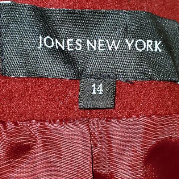 JONES New York Deep Red Wool Blend Peacoat Size 14 - Picture 5 of 5
